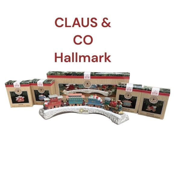 Hallmark Other - 1991 Hallmark Keepsake Claus & CO Railroad Train Trestle & Cars Complete Set